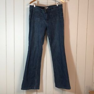 Cabi size 14 flare jeans, light distress wash.